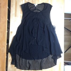 Fate - Black Sheer - Hi/Low ButtonDown Tunic Tank